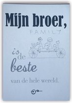 BLOKNOTE MET DE TEKST "MIJN BROER IS DE BESTE VAN DE HELE WERELD"