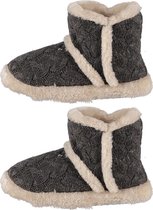 Pantoffels dames - Sloffen - Pantoffels - Sloffen dames - Wol - Antraciet - Maat 37/38