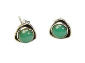 Zilveren knop oorbellen Chrysopraas 925 zilver