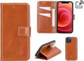 NorthLife - Uitneembare 2-in-1 (RFID) bookcase hoes - iPhone 12 / 12 Pro - Burcht Trecht Cognac