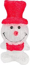 Kerst Sneeuwpop Standbeeld met verlichting - Wit / Rood / Zwart  - 30 cm