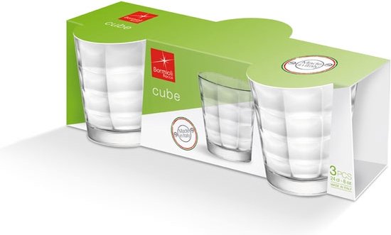 CUBE WATERGLAS 24CL SET3