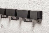 Zwarten metalen wandkapstok tien haken 100 cm. Industrieel kapstok uit buis 3D gelaserd Staal VIJ5 & Maarten Baptist