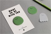 Sticky Notes | memo blaadjes | kleine plakblaadjes | groen aardig beestje | want to be with you | kado
