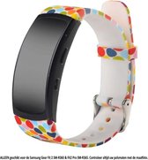 Wit bandje met stippen geschikt voor Samsung Gear Fit 2 SM-R360 & Fit2 Pro SM-R365 – Maat: zie maatfoto - horlogeband - polsband - strap - siliconen - rubber - white