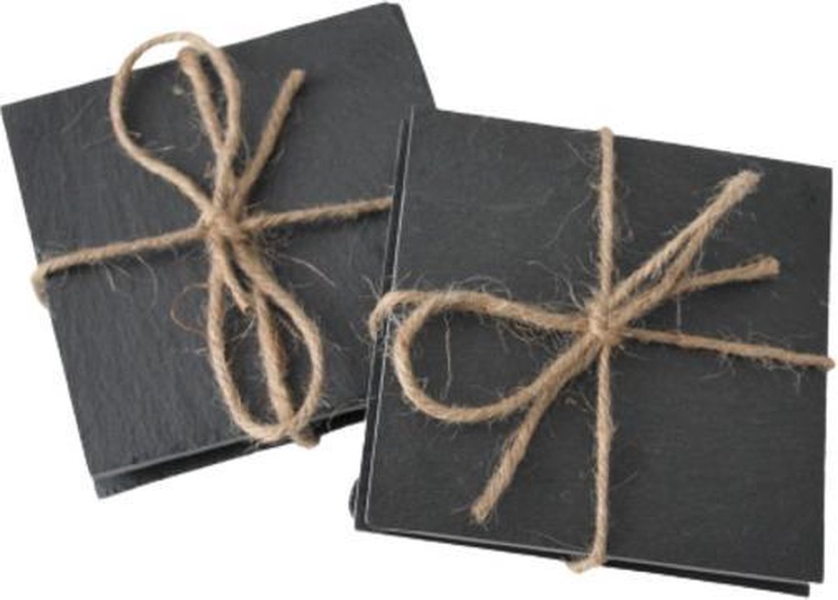 MAPRIAL 72 stuks leisteen onderzetters, 4 inch 36 stuks zwarte vierkante stenen onderzetters en 36 stuks ronde leisteen onderzetters bulk voor