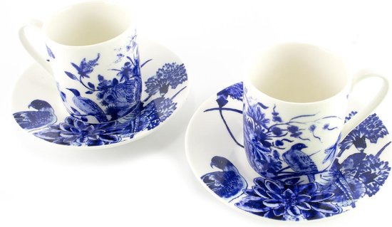 Espresso set Delftware Birds Rijksmuseum