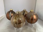 4 handpainted kerstballen bruin