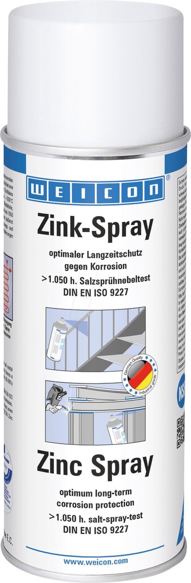 WEICON Zinkspray 400 ml, roestwerende verf voor alle metalen, corrosiebescherming, kleur: licht verouderd thermisch verzinkt
