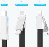 3 in1 Super handige multifunctionele oplaadkabel 8-pins Lightning + micro USB + USB-C - kleur Wit - Cadeau - Gratis geleverd