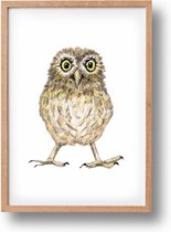 Poster uil - A4 - mooi dik papier - Snel verzonden! - bosdieren - vogel - dieren in aquarel - geschilderd door Mies