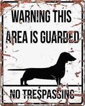 D&D Waakbord / Warning sign square dachshund gb Wit 20x25cm