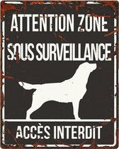 D&D Waakbord / Warning sign square retriever f Zwart 20x25cm