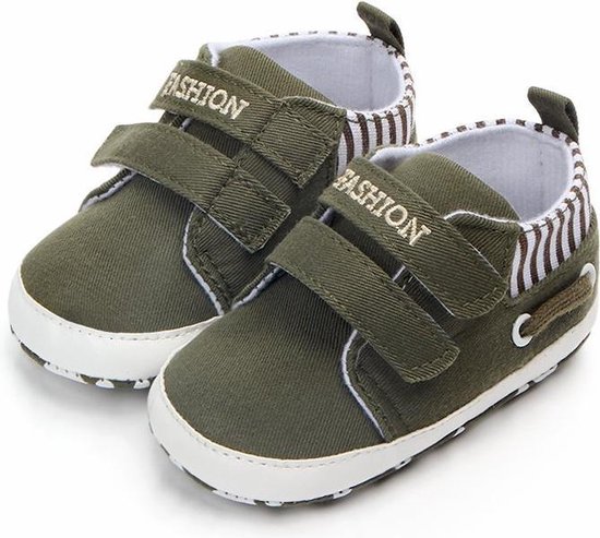 Leger groene gympen - Katoen - Maat 18 - Zachte zool - 0 tot 6 maanden |  bol.com