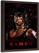 Foto in frame , Rambo , 70x100cm , Film personage , Bruin zwart , Premium Print