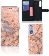 Wallet Book Case Sony Xperia 1 II Telefoon Hoesje Marmer Oranje