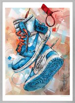 Poster - Air Jordan Off-white University Painting - 71 X 51 Cm - Blue