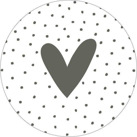 Muurcirkel olijfgroen hart en dots - Zoedt - 40cm - voor binnen