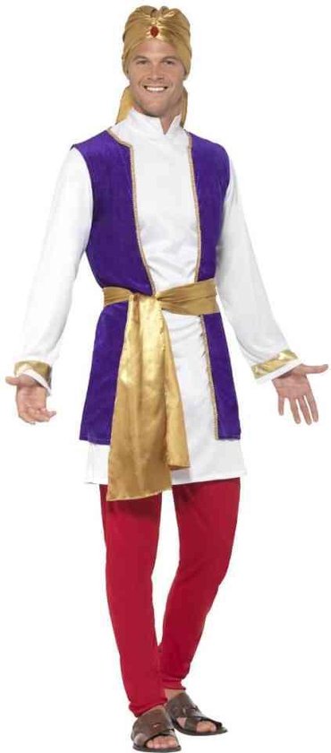Smiffy's - 1001 Nacht & Arabisch & Midden-Oosten Kostuum - Koninklijke Arabische Man Rood Paars Goud Kostuum - Rood, Paars, Goud - Medium - Carnavalskleding - Verkleedkleding