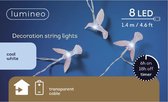 Lichtsnoeren met 8 Kolibrie vogeltjes/vogels 140 cm op batterijen