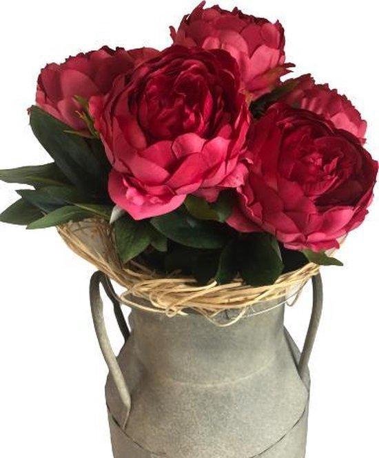 Fleur artificielle - Soie - Pivoine - Rouge - 60 cm - Bouquet de 3 pièces -  1 rose par... | bol.com