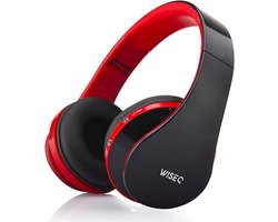 WiseQ Kinderkoptelefoon - Draadloze Koptelefoon Voor Kinderen - Bluetooth 5.0 - Zwart-Rood