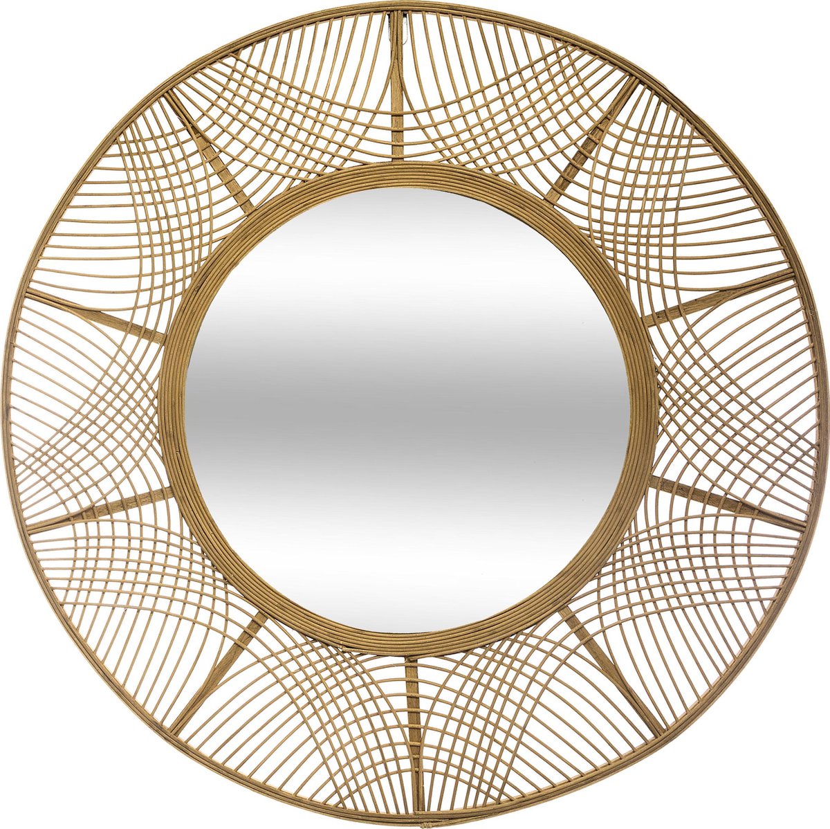 Atmosphera - Grote zonnewandspiegel bamboe D 89 cm - Spiegel - ronde spiegel