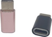 Set van 2 Verloop Adapter MICRO USB-adapter naar USB-C – Nieuw Model - Opzetstuk - Micro-USB to USB C Converter – Roze + Zwart - oDaani