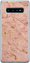 Samsung Galaxy S10 hoesje siliconen - Marmer roze goud - Soft Case Telefoonhoesje - Marmer - Roze