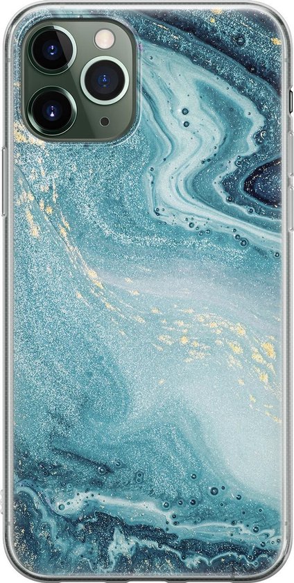 iPhone 11 Pro Max hoesje siliconen - Marmer blauw - Soft Case  Telefoonhoesje - Marmer... | bol.com
