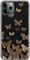 iPhone 11 Pro Max hoesje siliconen - Vlinders - Soft Case Telefoonhoesje - Print / Illustratie - Transparant, Zwart