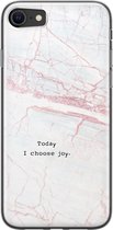 iPhone 8/7 hoesje siliconen - Today I choose joy - Soft Case Telefoonhoesje - Tekst - Transparant, Grijs