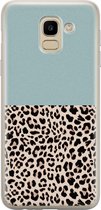 Samsung Galaxy J6 2018 hoesje siliconen - Luipaard mint - Soft Case Telefoonhoesje - Luipaardprint - Blauw