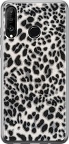 Huawei P30 Lite hoesje - Luipaard grijs - Soft Case Telefoonhoesje - Luipaardprint - Grijs