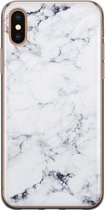 iPhone X/XS hoesje siliconen - Marmer grijs - Soft Case Telefoonhoesje - Marmer - Transparant, Grijs