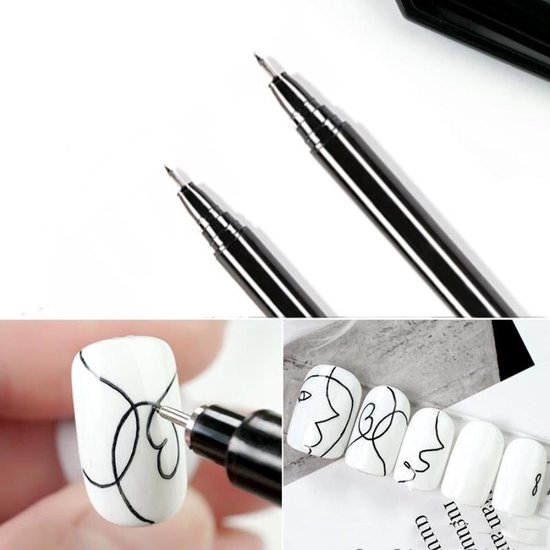 Onderhoudbaar Kan weerstaan erven Nail Art Pen - Nagelversiering Graffiti penseel - Nagel Tekening - Zwart |  bol.com