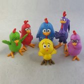 Speelfiguren - kuikens - kippen - vogels - Allerlei kleurtjes - figuren set 6 Stuks kippen van tv (6cm)