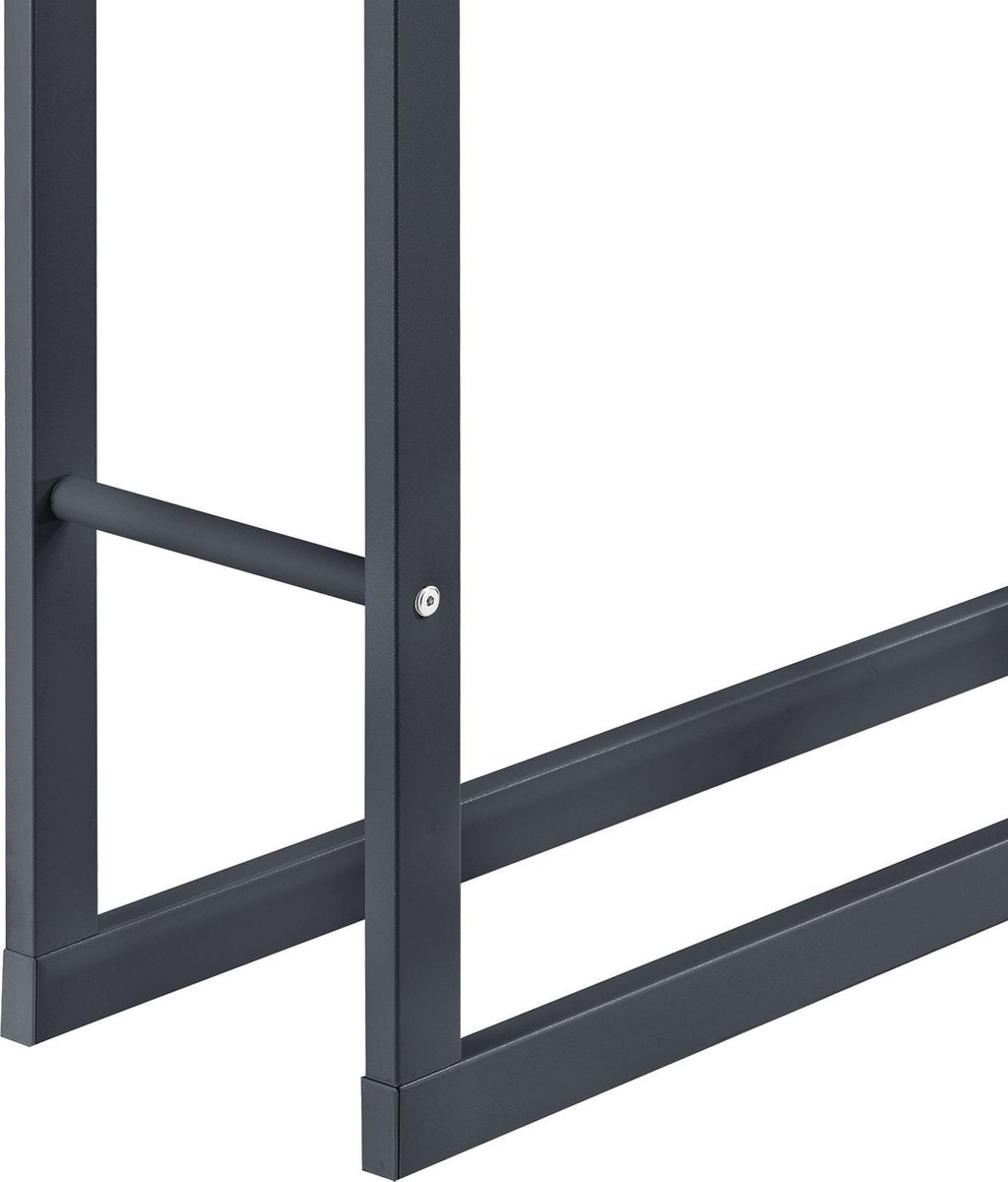 LAWA Living and Lifestyle Brandhoutrek voor buiten met dak verzinkt 188 x 70 x 188 cm 45kg stapelhulp voor brandhout 3 ton draagvermogen haardhoutrek zwart houtopslag buiten staal houtopslag