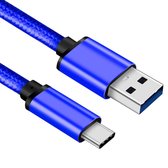 Câble USB C | C à A | Veste en nylon | Bleu | 1 mètre | Allteq
