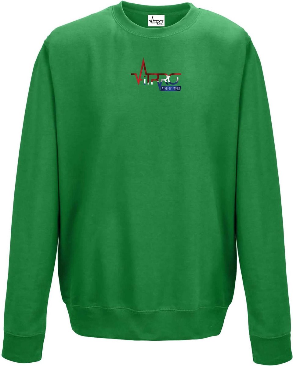 FitProWear Sweater Heren - Groen - Maat S - Heren - Trui zonder capuchon - Sweater - Hoodie - Trui - Sporttrui - Katoen / Polyester - Sportkleding - Casual kleding -