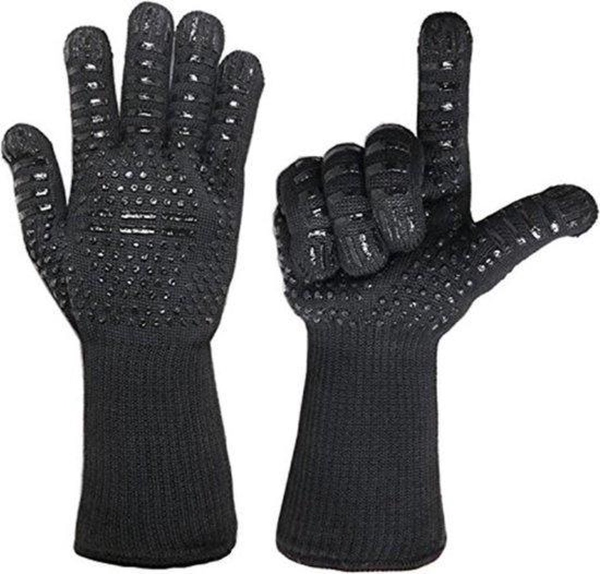 hittebestendige BBQ handschoenen (2 stuks) - Beschermt tot 500°C - EN407 Certificaat - Silicone handschoen met Antislip - Hittebestendig oven handschoen - Barbecue - Open haard - Grill - Koken - Ovenwanten - BBQ Accessoires - Cadeau tip - Shop 7