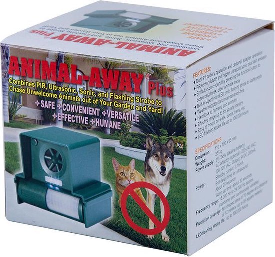 ANIMAL AWAY PLUS - ultrasoon kattenverjager - met flitslicht op batterij -  kleur groen 