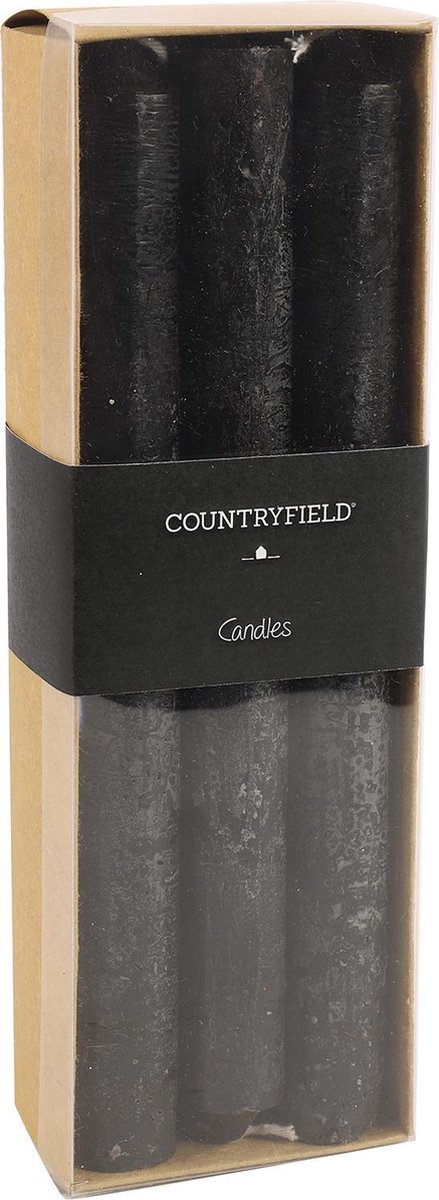 Set van 6 kaarsen Countryfield 20cm | Zwart