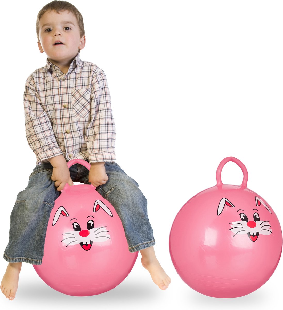 relaxdays 3er set skippy ball children - petite balle de saut - 45 cm -  poignée 