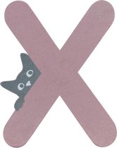 Houten Letter X Roze met Kat | 9 cm