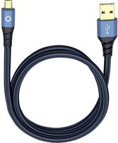 Oehlbach USB Plus Micro USB 2.0 [1x USB-A 2.0 stekker - 1x Micro-USB 2.0 B stekker] 5.00 m Blauw Vergulde steekcontacte