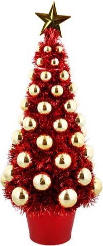 Kerstboom met ballen -19,5 cm hoog - kerstdecoratie - kerstversiering - seizoensdecoratie