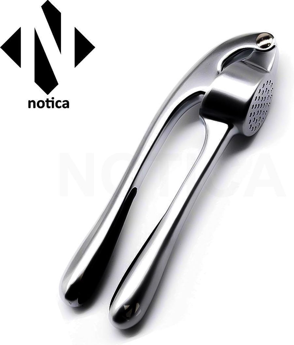 Notica - Stevige Premium Knoflookpers - Roestvrijstaal - Premium kwaliteit - RVS knoflookpers - Knoflook - Pers - Handpers - Lookpers - Gember pers - Notica