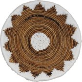 Balinese wandschaal - 40cm - Handgemaakt - wit naturel bruin - riet