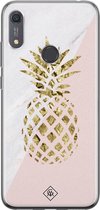 Huawei Y6 (2019) hoesje siliconen - Ananas | Huawei Y6 (2019) case | Roze | TPU backcover transparant